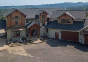 Aerial View of a Northwest Lodge by Mike Riddle Construction
