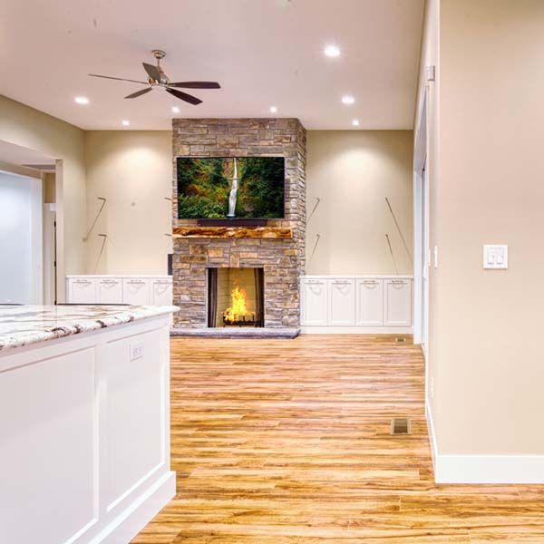 Fireplace Area in Classic Ranch by Mike Riddle Construction