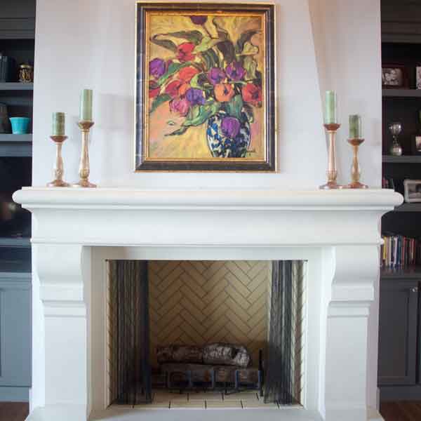 Fireplace in Modern Farmhouse by Mike Riddle Construction