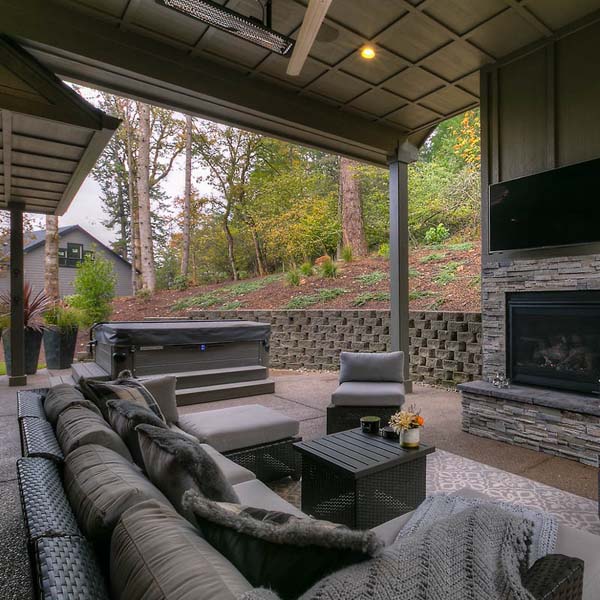 Outside Living Area in Family Retreat by Mike Riddle Construction
