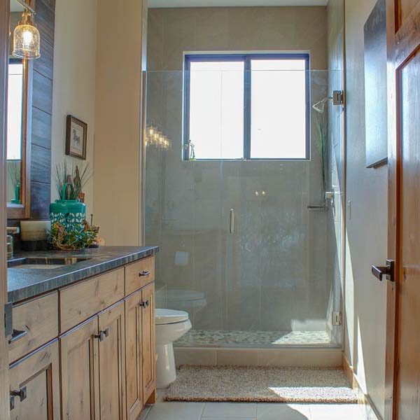 Bathroom in Northwest Lodge by Mike Riddle Construction