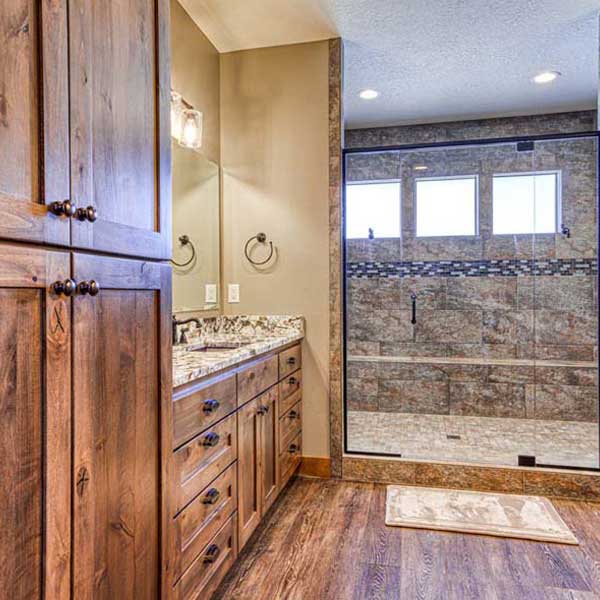 Master Bath in Rustic Chic by Mike Riddle Construction