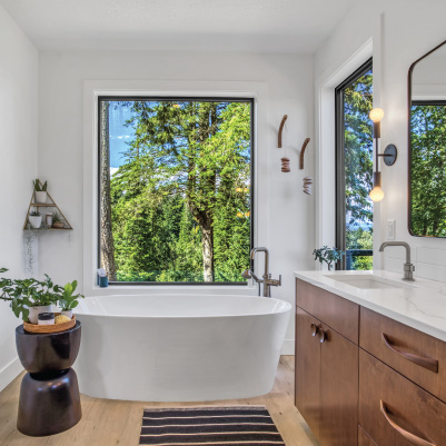 A Bathroom in a Custom Home in Amity, Oregon • Built by Mike Riddle Construction
