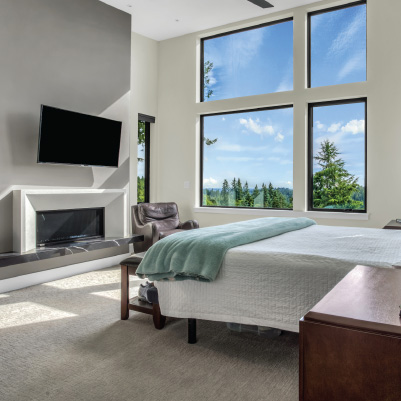 A Bedroom of a Custom Home in Salem, Oregon • Built by Mike Riddle Construction