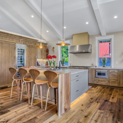 The Kitchen in a Custom Home in Lyons, Oregon • Built by Mike Riddle Construction