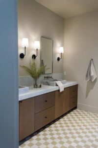Bathroom cabinet vanity with two sinks